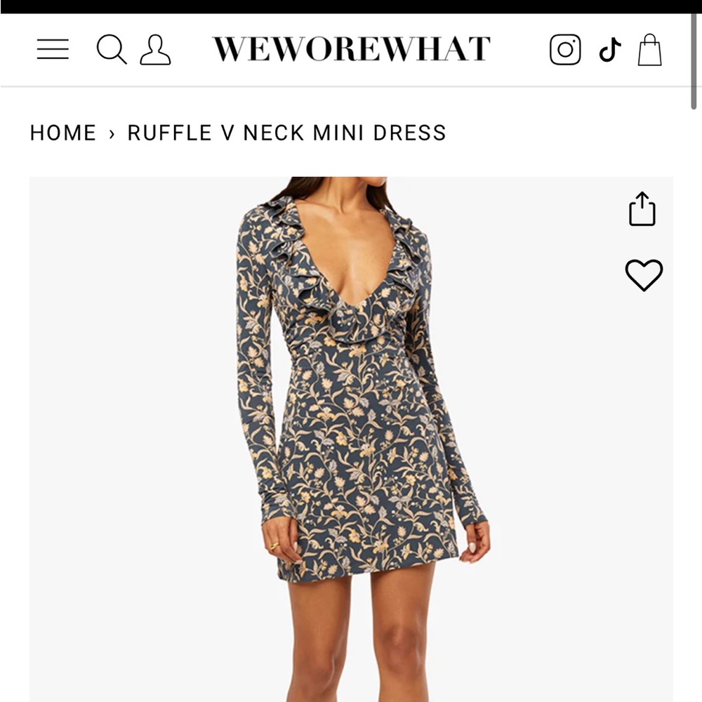 NWT WeWoreWhat Ruffle V Neck Mini Dress
